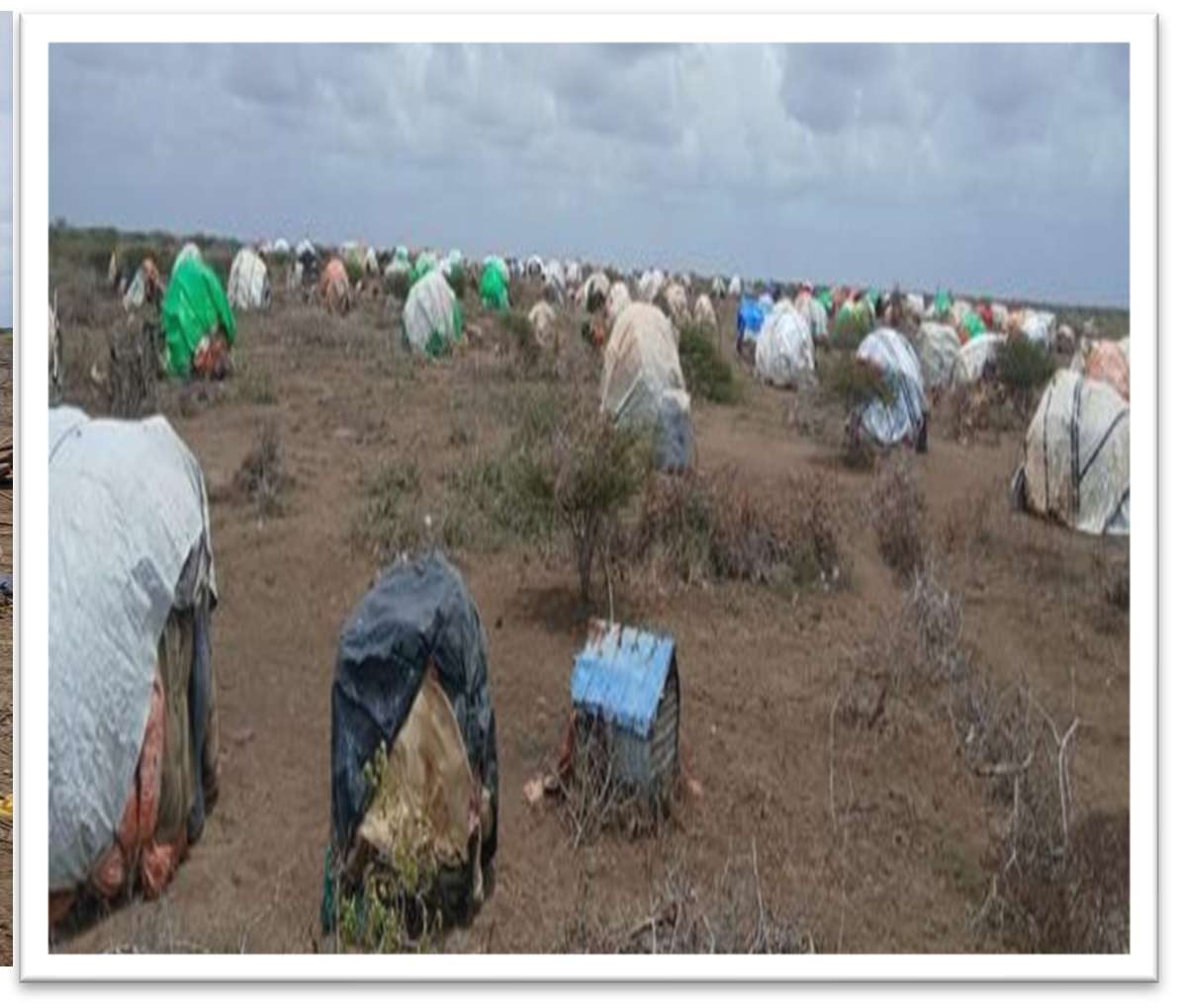 Temporary shelters in a newly established displacement settlement in Jubaland