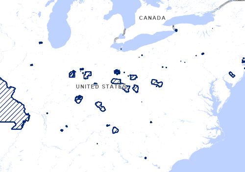GDACS overview map of the United States with flood-event areas outlined in blue across several states